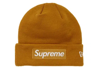 Pre-owned Supreme New Era Box Logo Beanie (fw18) In Mustard