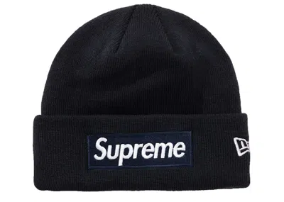Pre-owned Supreme New Era Box Logo Beanie (fw18) In Navy Blue