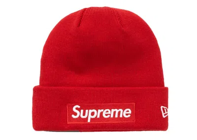 Pre-owned Supreme New Era Box Logo Beanie (fw18) In Red