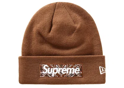 Pre-owned Supreme New Era Box Logo Beanie (fw19) In Dark Brown