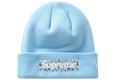 Pre-owned Supreme New Era Box Logo Beanie (fw19) In Light Blue