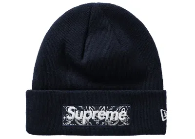 Pre-owned Supreme New Era Box Logo Beanie (fw19) In Navy Blue