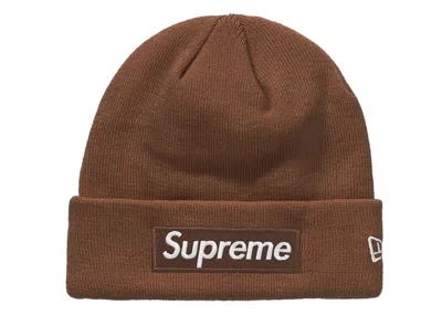 Pre-owned Supreme New Era Box Logo Beanie (fw21) In Dark Brown