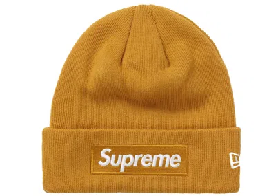 Pre-owned Supreme New Era Box Logo Beanie (fw21) In Light Mustard