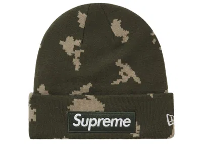 Pre-owned Supreme New Era Box Logo Beanie (fw21) In Olive Russian Camo