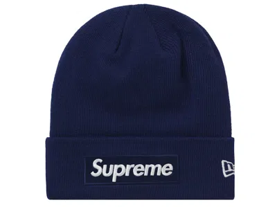 Pre-owned Supreme New Era Box Logo Beanie (fw21) In Washed Navy Blue