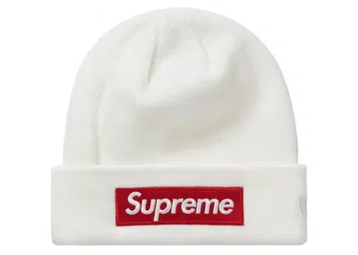 Pre-owned Supreme New Era Box Logo Beanie (fw21) In White
