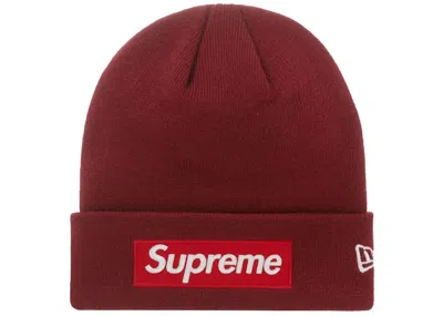 Pre-owned Supreme New Era Box Logo Beanie (fw22) In Cardinal