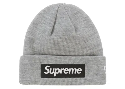 Pre-owned Supreme New Era Box Logo Beanie (fw22) In Heather Grey