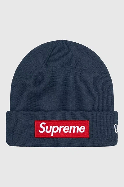 Supreme New Era Box Logo Beanie (fw22) In Navy, Men's At Urban Outfitters In Navy