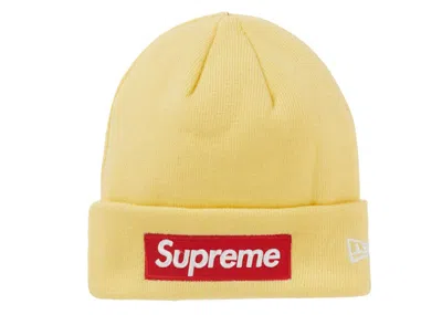 Pre-owned Supreme New Era Box Logo Beanie (fw22) In Pale Yellow