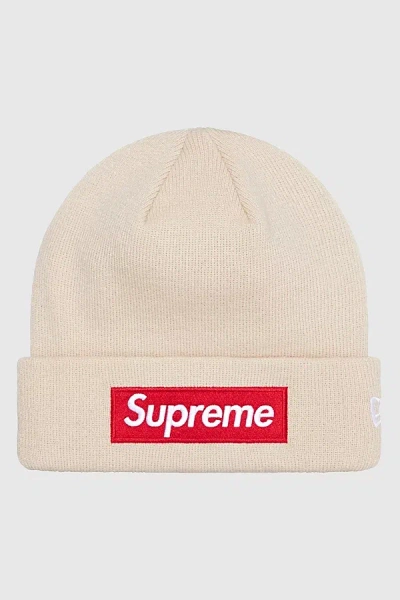 Supreme New Era Box Logo Beanie (fw22) In White, Men's At Urban Outfitters In White