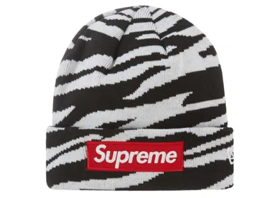 Pre-owned Supreme New Era Box Logo Beanie (fw22) In Zebra