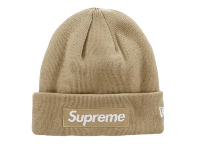 Pre-owned Supreme New Era Box Logo Beanie (fw23) In Dark Sand