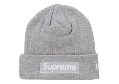 Pre-owned Supreme New Era Box Logo Beanie (fw24) In Heather Grey