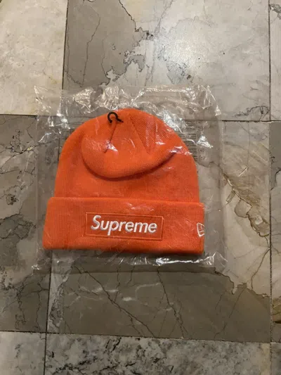 Pre-owned Supreme New Era Box Logo Beanie (orange)