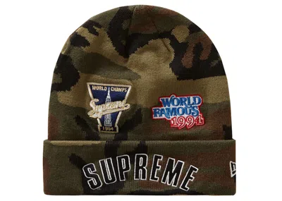 Pre-owned Supreme New Era Championship Beanie In Woodland Camo