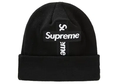 Pre-owned Supreme New Era Cross Box Logo Beanie In Black