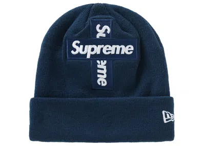 Pre-owned Supreme New Era Cross Box Logo Beanie In Navy Blue