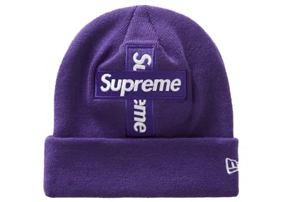 Pre-owned Supreme New Era Cross Box Logo Beanie In Purple