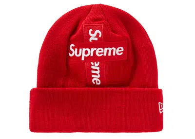Pre-owned Supreme New Era Cross Box Logo Beanie In Red