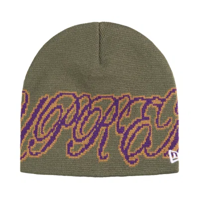 Pre-owned Supreme New Era Cursive Beanie 'olive' | Green | Men's Size Onesize