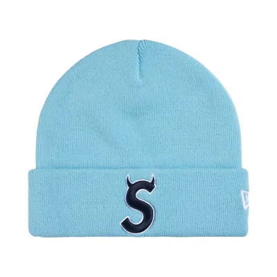 Pre-owned Supreme New Era Devil S Logo Beanie 'light Blue' | Men's Size Onesize