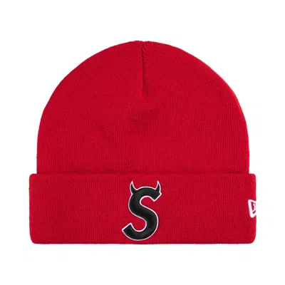 Pre-owned Supreme New Era Devil S Logo Beanie 'red' | Men's Size Onesize