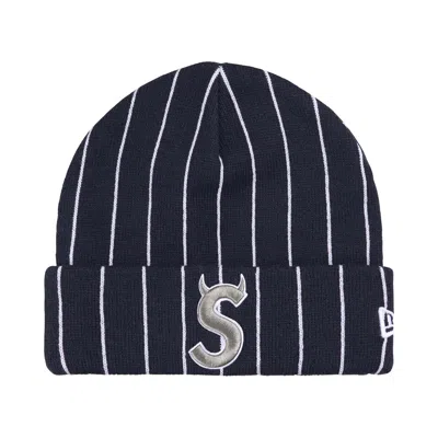 Pre-owned Supreme New Era Devil S Logo Beanie 'stripe' | Black | Men's Size Onesize