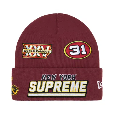 Pre-owned Supreme New Era Football Beanie 'cardinal' | Red | Men's Size Onesize