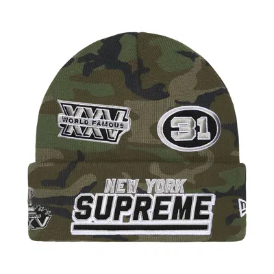 Pre-owned Supreme New Era Football Beanie 'woodland Camo' | Green | Men's Size Onesize