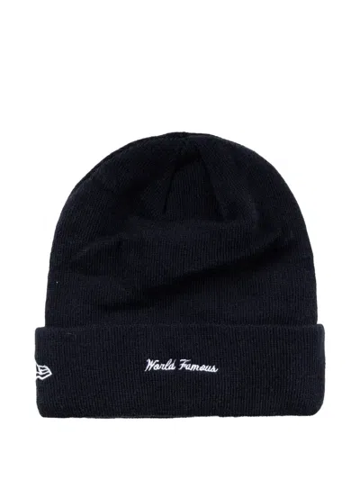 Supreme New Era Logo-patch Beanie In Blue