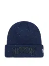 Supreme New Era Metallic Arc Beanie Hat In Blue
