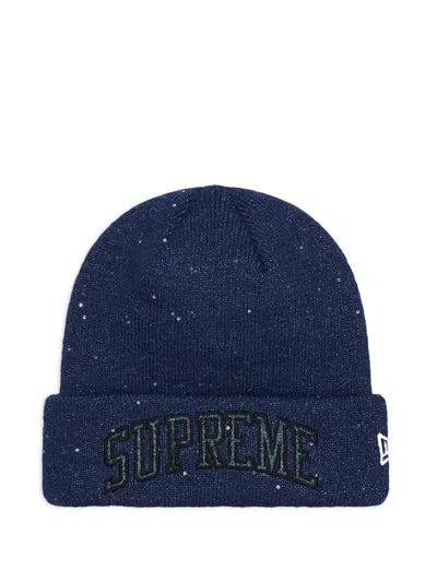 Supreme New Era Metallic Arc Beanie Hat In Blue