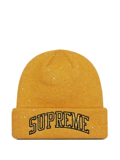 Supreme New Era Metallic Arc Beanie Hat In Yellow