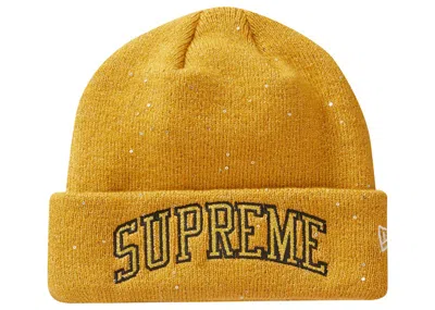 Pre-owned Supreme New Era Metallic Arc Beanie In Gold