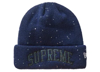 Pre-owned Supreme New Era Metallic Arc Beanie In Navy Blue