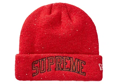 Pre-owned Supreme New Era Metallic Arc Beanie In Red