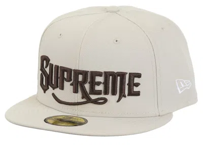 Pre-owned Supreme New Era Mister Cartoon 59fifty Fitted Cap In Stone