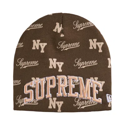 Pre-owned Supreme New Era Monogram Beanie 'brown' | Men's Size Onesize