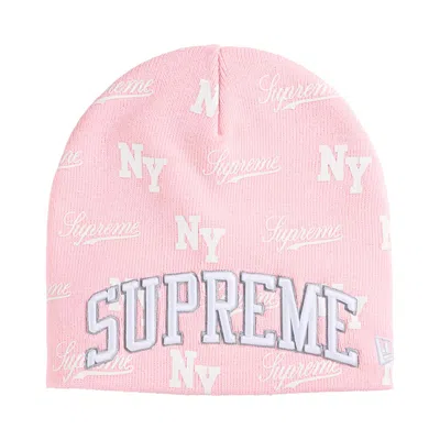 Pre-owned Supreme New Era Monogram Beanie 'pink' | Men's Size Onesize