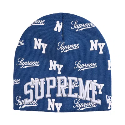 Pre-owned Supreme New Era Monogram Beanie 'royal' | Blue | Men's Size Onesize