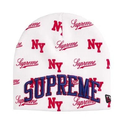 Pre-owned Supreme New Era Monogram Beanie 'white' | Men's Size Onesize