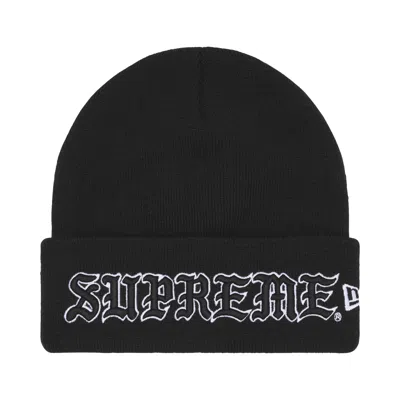 Pre-owned Supreme New Era Old English Beanie 'black' | Men's Size Onesize