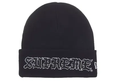 Pre-owned Supreme New Era Old English Beanie In Black
