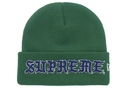 Pre-owned Supreme New Era Old English Beanie In Green
