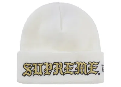 Pre-owned Supreme New Era Old English Beanie In White