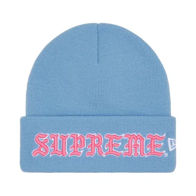 Pre-owned Supreme New Era Old English Beanie 'light Blue' | Men's Size Onesize