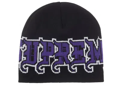 Pre-owned Supreme New Era Outline Beanie In Black