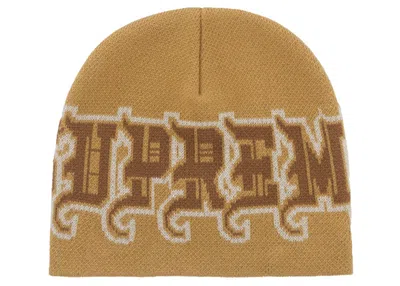 Pre-owned Supreme New Era Outline Beanie In Brown